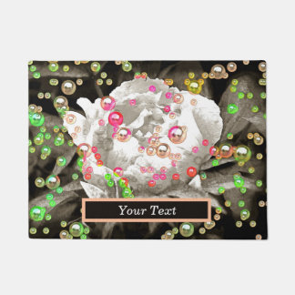 Bubble roze en gele pioenen gepersonaliseerd deurmat