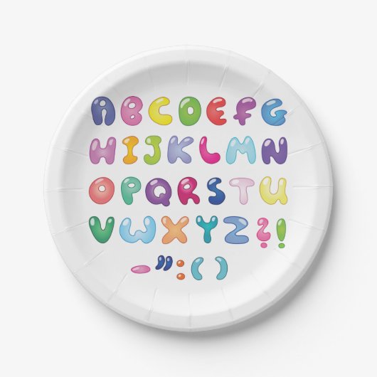 Bubble Shaped Alphabet Papieren Bordje (Voorkant)