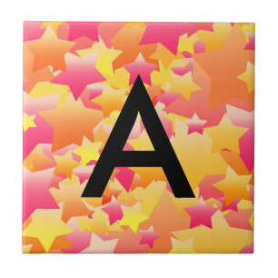 Bubble Stars Sherbet Numbered/Lettered Tile Tegeltje