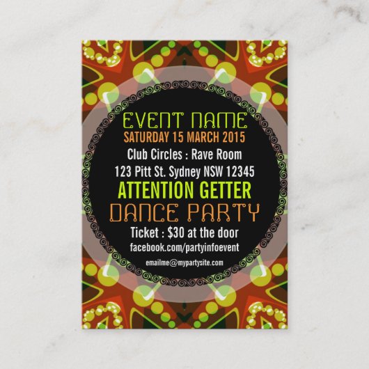 Bubble Stippen EVENT PARTY Mini Flyers Visitekaartje (Voorkant)