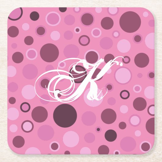 Bubble Stippen Monogram Papier Onderzetter (Voorkant)