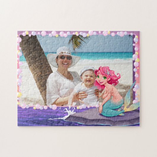Bubble strand cartoon mermaid photolijst  legpuzzel (Horizontaal)