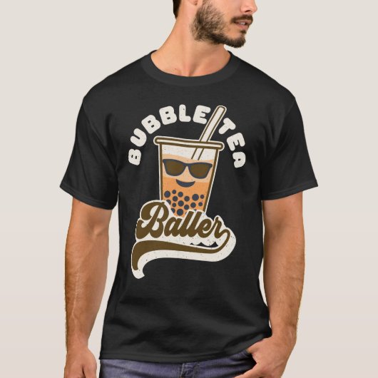 Bubble Tea Baller Boba Drink Retro Text T-shirt (Voorkant)