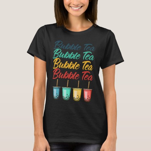 Bubble Tea Boba Black Tea Drink Beverage Cream Puf T-shirt (Voorkant)