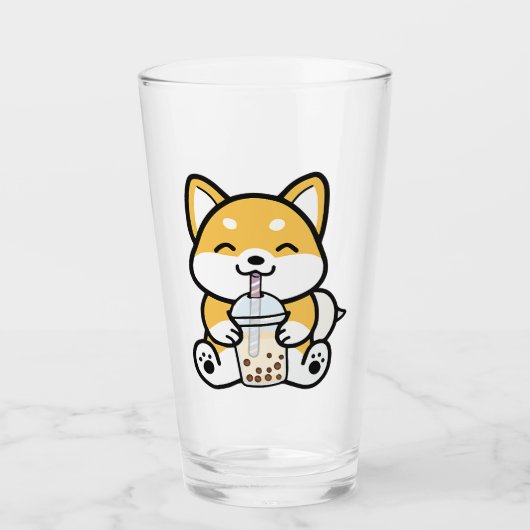 Bubble Tea Boba Corgi Glas (Voorkant)