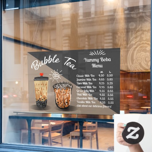 Bubble Tea Boba Donut Shop Front aanpassen Raamsticker (Cafe Raam)