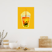 Bubble tea boba waterverf kunst poster (Keuken)