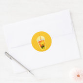 Bubble tea boba waterverf kunst ronde sticker (Envelop)