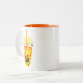 Bubble tea boba waterverf kunst tweekleurige koffiemok (Voorkant links)
