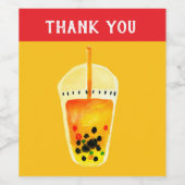 Bubble tea boba waterverf kunst wijn etiket (Enkel label)