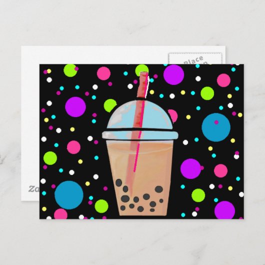 Bubble Tea - Bubble Background Briefkaart (Voorkant / Achterkant)