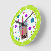 Bubble Tea - Bubble Background Ronde Klok (Hoek)