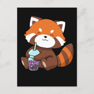 Bubble Tea Gift Girl Red Panda Boba Tea Bubble Tea Briefkaart