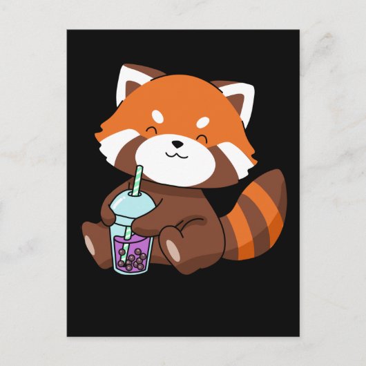 Bubble Tea Gift Girl Red Panda Boba Tea Bubble Tea Briefkaart (Voorkant)