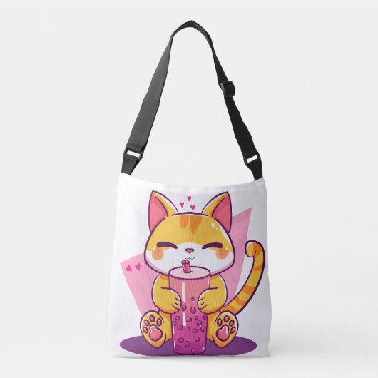 Bubble Tea Kitty Crossbody Tas (Voorkant)