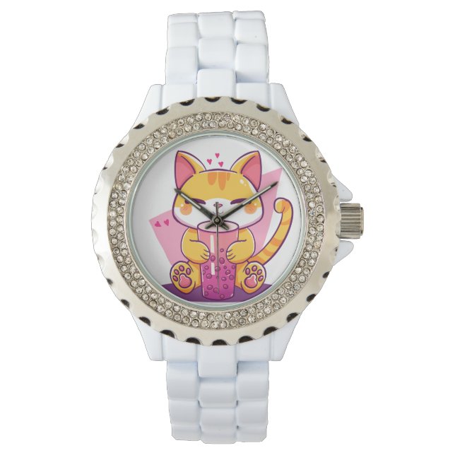 Bubble Tea Kitty Horloge (Voorkant)