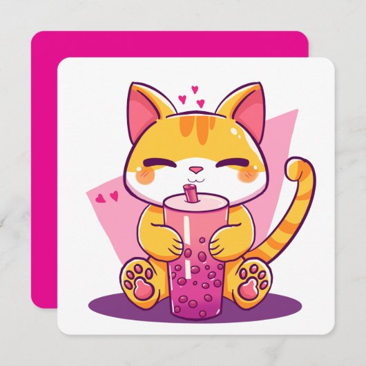 Bubble Tea Kitty Kaart (Voorkant / Achterkant)