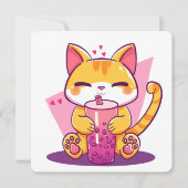 Bubble Tea Kitty Kaart (Voorkant)