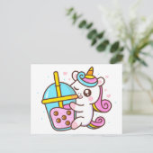 Bubble Tea Loving Unicorn Briefkaart (Staand voorkant)
