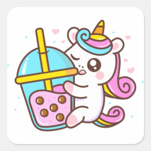 Bubble Tea Loving Unicorn Sticker