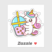 Bubble Tea Loving Unicorn Sticker (Vel)