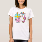 Bubble Tea Loving Unicorn T-shirt (Voorkant)
