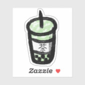 Bubble Tea met Kanji Green Sticker (Vel)
