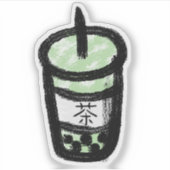 Bubble Tea met Kanji Green Sticker (Voorkant)