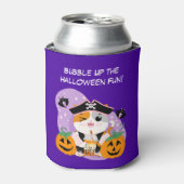 Bubble Tea met Piraat Kawaii Cat Halloween Fun Blikjeskoeler (Blikje Voorkant)