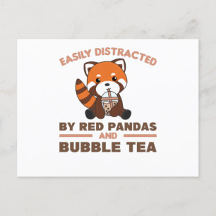 Bubble Tea Red Panda Chocolate Cute Animals Boba Briefkaart