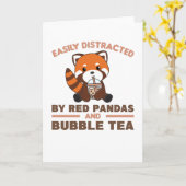 Bubble Tea Red Panda Chocolate Cute Animals Boba Kaart (Gele Bloem)