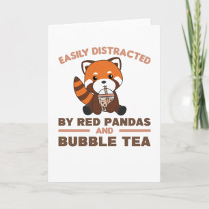 Bubble Tea Red Panda Chocolate Cute Animals Boba Kaart