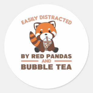 Bubble Tea Red Panda Chocolate Cute Animals Boba Ronde Sticker