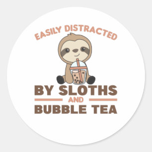 Bubble Tea Sloth Chocolate Cute Animals Boba Ronde Sticker