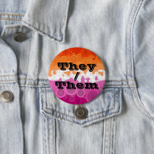 Bubble  voornaamwoord lesbische pride vlag ronde button 7,6 cm