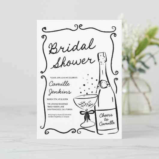 Bubble Vrijgezellenfeest Hand getrokken fotouitnod Kaart (Staand voorkant)