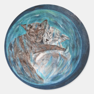 Bubblecats in Cyberspace Ronde Sticker