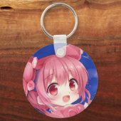 Bubblegum aardbei roos chibi meisje manga sleutelhanger (Voorkant)