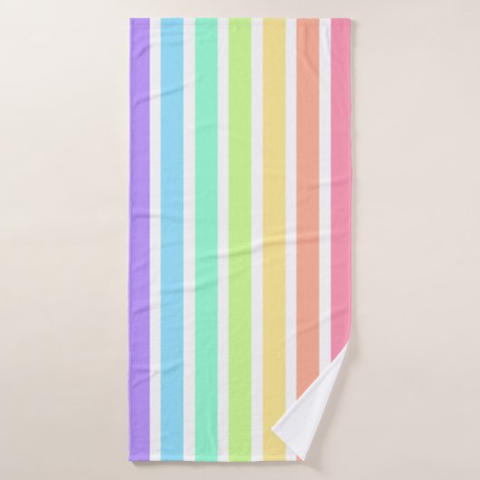 Bubblegum arc-en-ciel et bandes blanches (Serviette de bain)