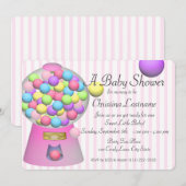 Bubblegum-Baby shower Kaart (Voorkant / Achterkant)