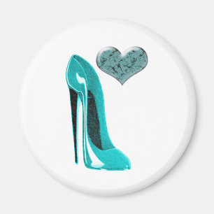 Bubblegum Blue Stiletto Shoe en 3D Heart Magneet