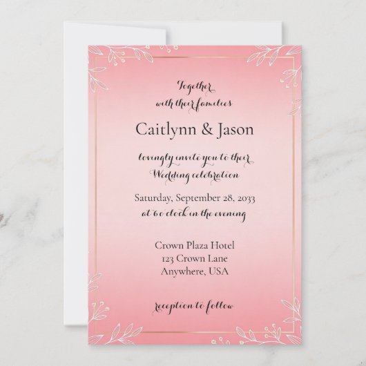 Bubblegum Blush Wedding Invitations (Devant)