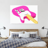BUBBLEGUM ELEKTRISCHE GITAAR 32x48 Canvas Afdruk (Insitu (Slaapkamer))