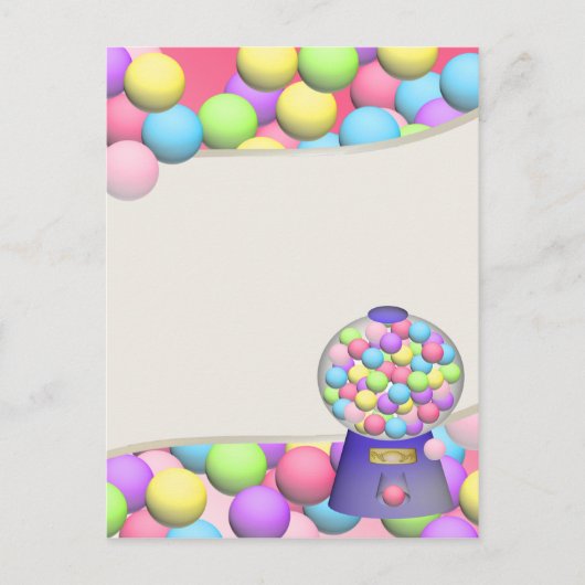 Bubblegum Gumballs en Machine Briefkaart (Voorkant)