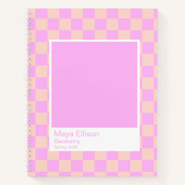Bubblegum/Peach Modern Checkerboard Notebook Notitieboek