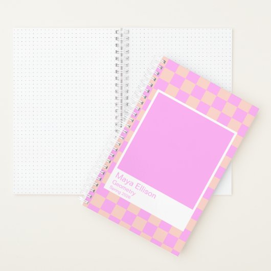 Bubblegum/Peach Modern Checkerboard Notebook Notitieboek (Binnen)