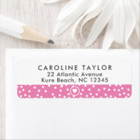 Bubblegum Pink Heart & Stippen Cute Girly Address