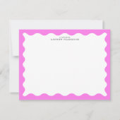 Bubblegum Pink Wavy Frame Note Card Kaart (Voorkant)