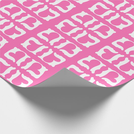 Bubblegum Roze en witte harten Cadeaupapier (Hoek)