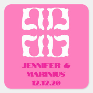 Bubblegum Roze en witte harten Vierkante Sticker